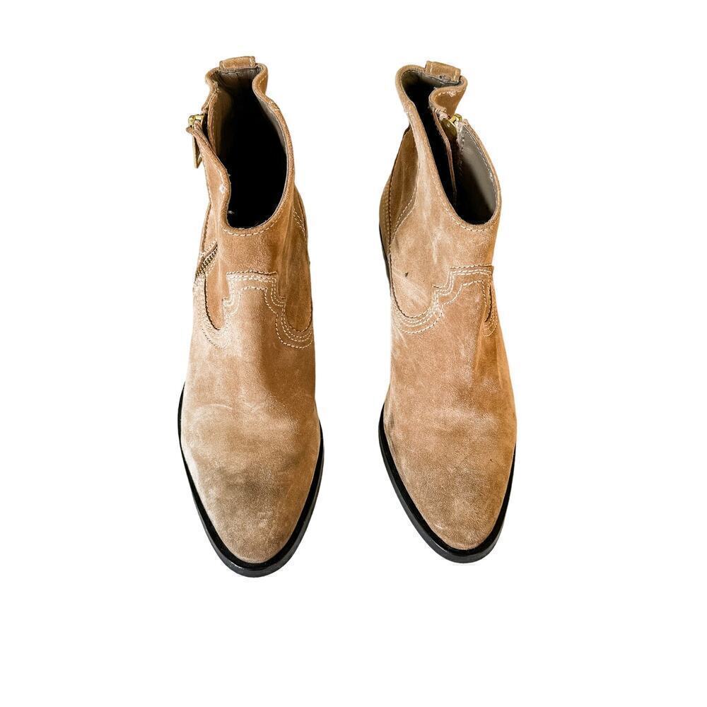 All Saints Carlotta Western Suede Ankle Bootie Side Zip Size 38